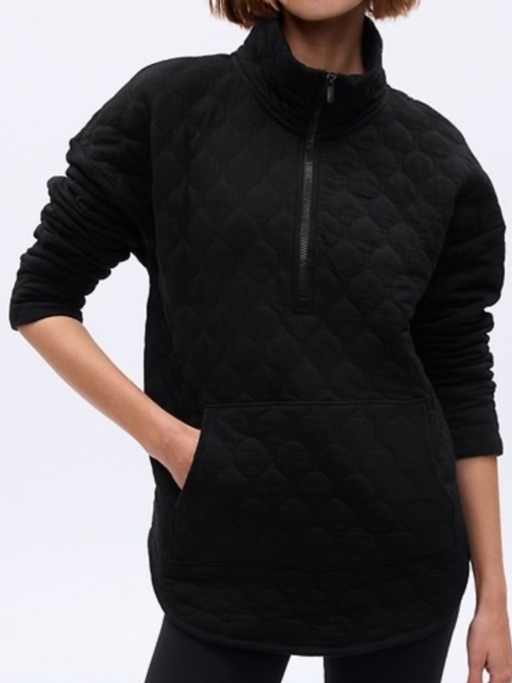 Gap Quilted Half-Zip Pullover in Black